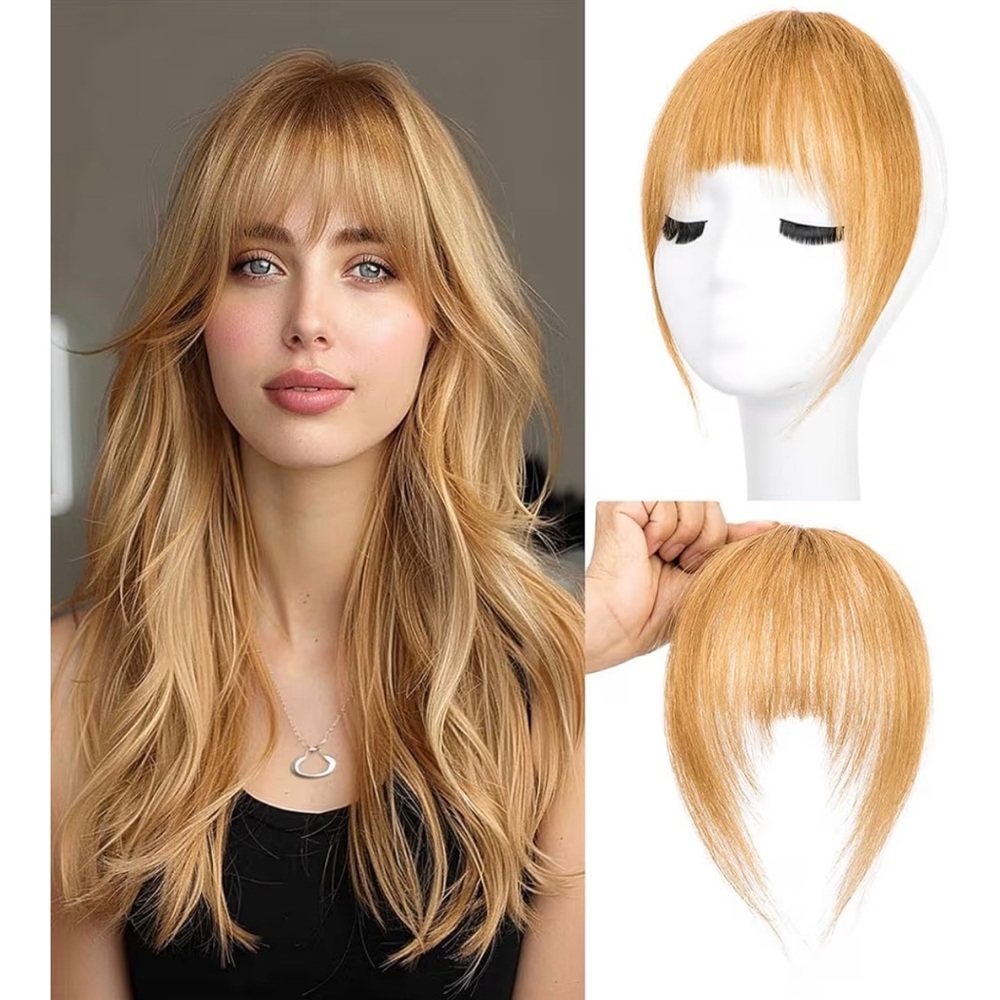 Real Human Hair Clip in Bangs Blonde